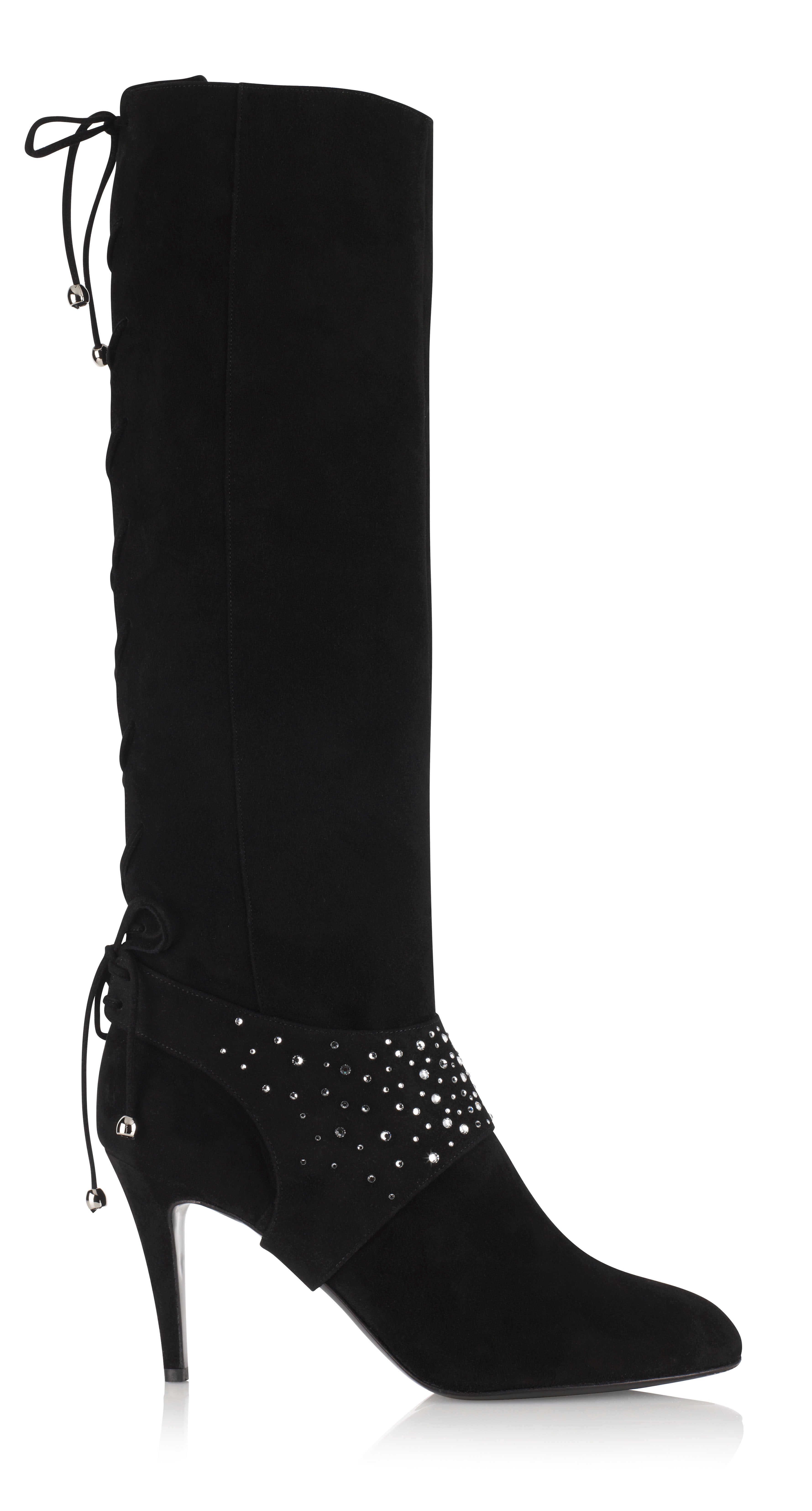 BENALLA Lace-Up Swarovski Crystal Detachable Cuff Boots