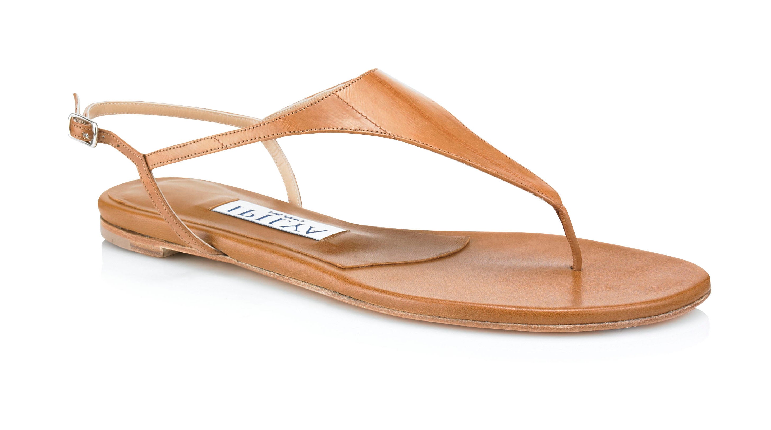 Yuka Flat Sandals: Stunning eel-skin tan leather sandals – Ideal for jet-setting Ibiza Dubai Miami and St Tropez. Beach looks | IPILYA